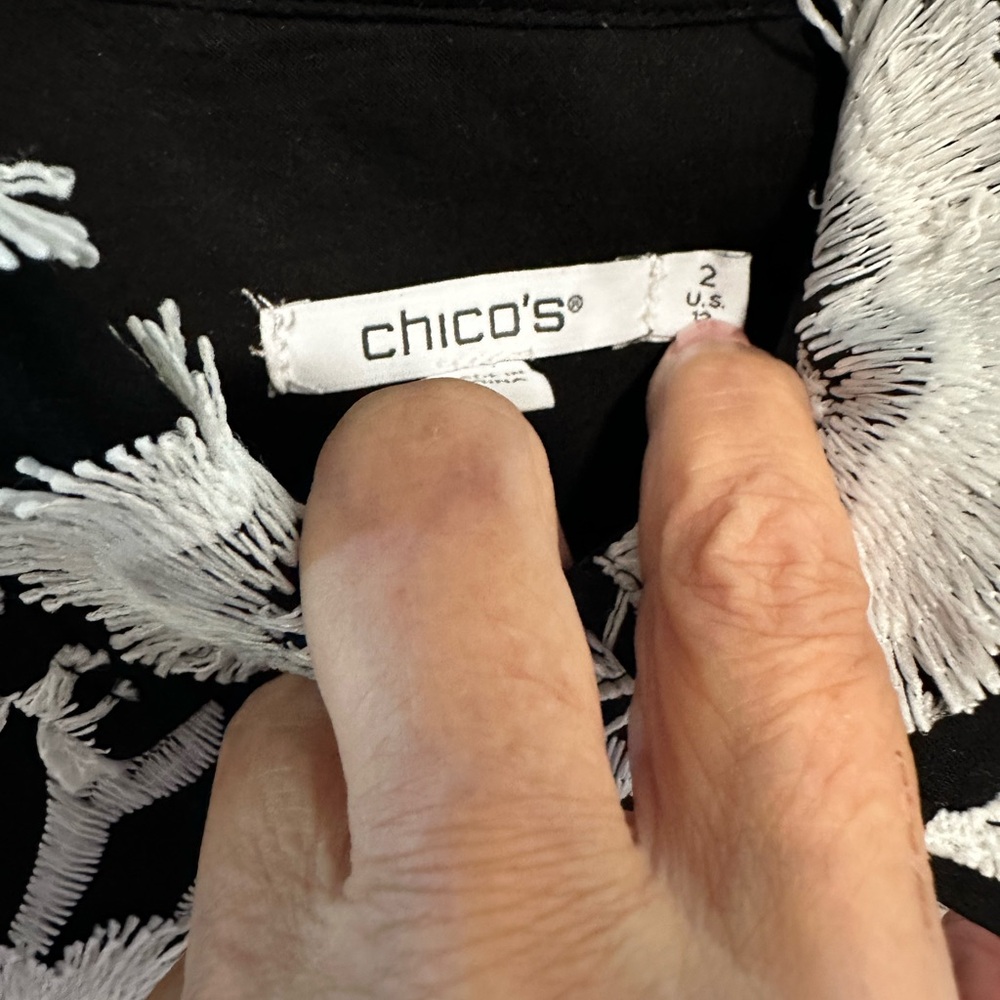 Chico's Black and White Floral Blouse - Picture 3 of 3